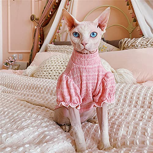 ZHIHAN Sphinx Katze Kleidung haarlose Katze Puff Ärmel Mädchen Kleidung, rosa, XS von ZHIHAN