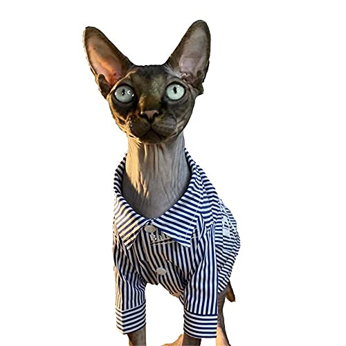 ZHIHAN Sphinx Katze Kleidung haarlose Katze gestreiftes Hemd Klimaanlage Anzug Sommer, Farbe 1, L. von ZHIHAN