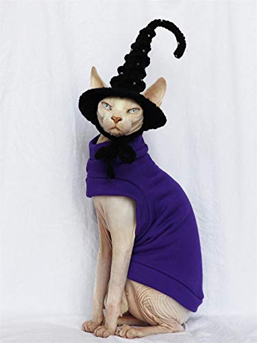 ZHIHAN Sphinx-Katzenkleidung, Frotteepullover aus Baumwolle, Bequeme Anti-Drop-Weste, lila Kleidung, L. von ZHIHAN