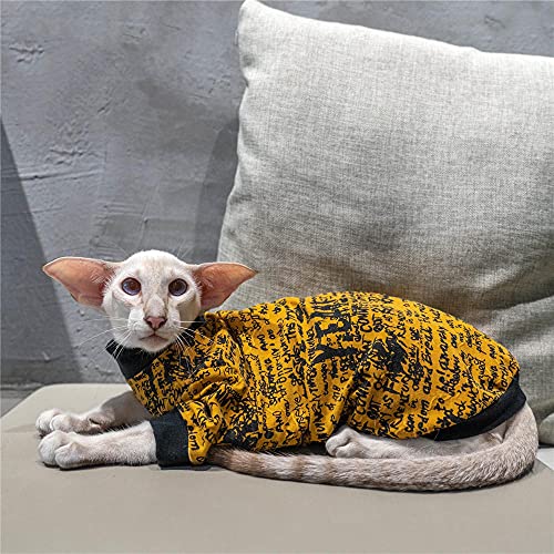 ZHIHAN Sphinx Katzenkleidung, haarlose Katze, Baumwollpullover mit Buchstaben, Abriebfest und schmutzabweisend, Farbe 1, XL+ von ZHIHAN
