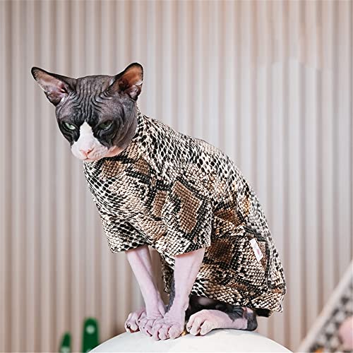 ZHIHAN Sphinx-Katzenkleidung, haarlose Katze, Devon, Herbst, elastisches Bodenhemd, modischer Baumwollpullover, Kaffeefarbe, M von ZHIHAN