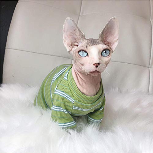 ZHIHAN Sphinx Katzenkleidung Baumwollpullover atmungsaktive hypoallergene Kleidung, grün, XL von ZHIHAN