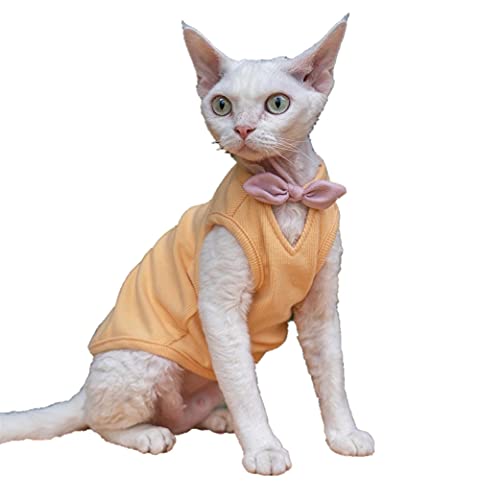 ZHIHAN Sphinx Katzenkleidung Baumwollweste und Hemd mit Schleife, Farbe 1,XXXL+ von ZHIHAN