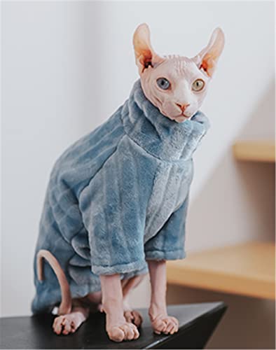 ZHIHAN Sphinx Katzenkleidung Haarlose Katze Devon Katzen-Bodenshirt Mehrfarbig bequem und leckfest, blau, L von ZHIHAN