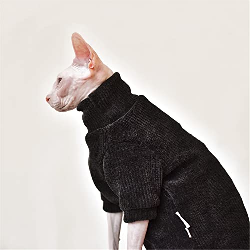 ZHIHAN Sphinx Katzenkleidung Haarlose Katze Devon Winter Chenille Rollkragenpullover bequem und schmutzabweisend, schwarz, XXL von ZHIHAN