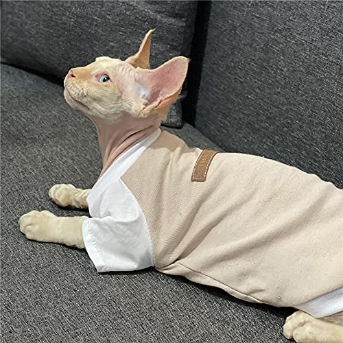 ZHIHAN Sphinx Katzenkleidung Sommer Baumwolle dünne Weste T-Shirt Anti-Off und hypoallergen, mit Ärmeln T-Shirt, XS von ZHIHAN
