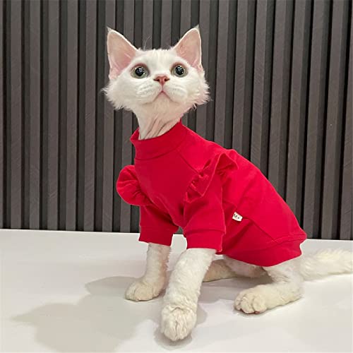ZHIHAN Sphinx Katzenkleidung haarlose Katze Devon Frühling und Herbst Baumwollpullover Bodenshirt, rot, L- ZHIHAN Sphinx Katzenkleidung haarlose Katze Devon Frühling und Herbst Baumwollpullover Bodenshirt, rot, L- von ZHIHAN