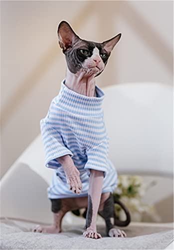 ZHIHAN Sphinx Katzenkleidung haarlose Katze Devon Herbst gestreifter Pullover warmes Bodenshirt, Blaue Streifen, S ZHIHAN Sphinx Katzenkleidung haarlose Katze Devon Herbst gestreifter Pullover warmes Bodenshirt, Blaue Streifen, S von ZHIHAN