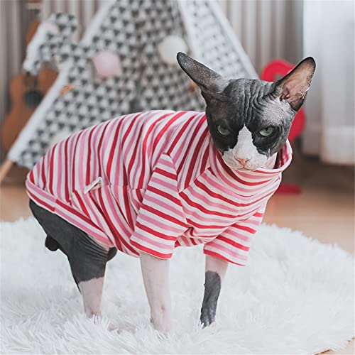 ZHIHAN Sphinx Katzenkleidung haarlose Katze Devon Herbst warmes Bodenshirt leck- und abstreiffest, rosa Streifen, L ZHIHAN Sphinx Katzenkleidung haarlose Katze Devon Herbst warmes Bodenshirt leck- und abstreiffest, rosa Streifen, L von ZHIHAN