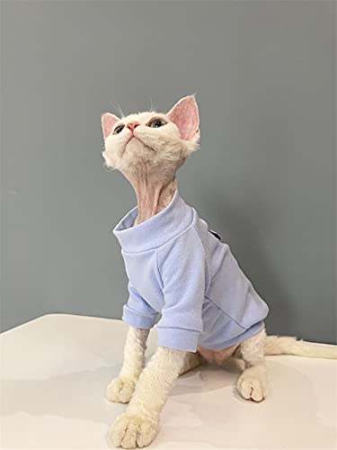 ZHIHAN Sphinx Katzenkleidung haarlose Katze Herbst und Winter Baumwoll-Bodenhemd Pullover, blau, XL+ von ZHIHAN