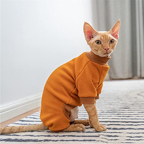 ZHIHAN Sphinx Katzenkleidung haarlose Katze Plus Samt Dicker Pullover aus Reiner Baumwolle 4-beiniges Hemd, Bildfarbe, XL- von ZHIHAN