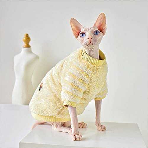 ZHIHAN Sphinx Katzenkleidung haarlose Katze Winter Dicker Warmer Pullover 3 Farben erhältlich, hellgelb, XL von ZHIHAN