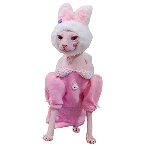 ZHIHAN Sphinx Katzenkleidung haarlose Katze Winter Dicker Warmer Pullover rosa, rosa, M von ZHIHAN