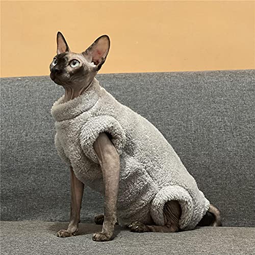 ZHIHAN Sphinx Katzenkleidung haarlose Katze Winter Plus Samt Rollkragenpullover 4-Beinkleidung, grau 4-Beinkleidung, S von ZHIHAN