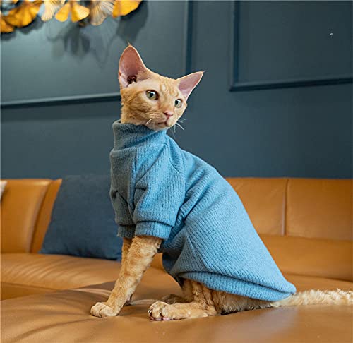ZHIHAN Sphinx Katzenkleidung haarlose Katze Winterhemd Rollkragenpullover Katze Haustierkleidung, Bildfarbe, M+ von ZHIHAN