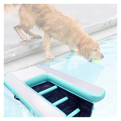 Aufblasbares Bootsdock Hunderampe, Welpe schwimmende Rampe Hundewasserleiter - faltbar und wiederverwendbar, Hundefloß Kletterwasserrampe für Pool, Seeufer, Strand (Green 150L x 100W x 10H cm) von ZHJOPP