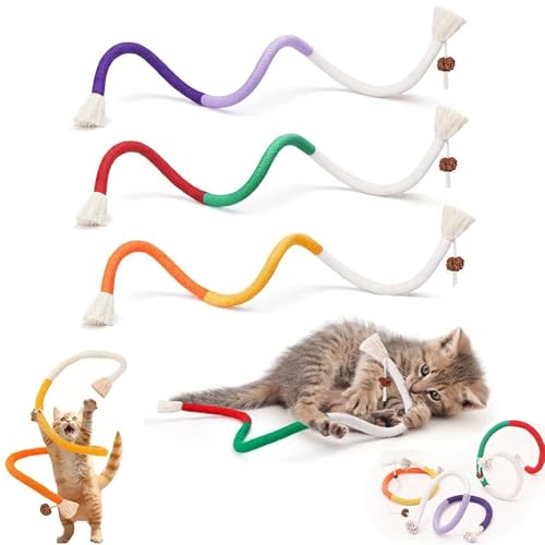 ZHKVAG Celery Pets Cat Chew Rope, Catnip-Infused Organic Cotton Chew Rope Toys for Cats, Catnip Toys for Cats Rope Chew Toy, Self-Entertainment Artifact, Safe Teeth Cleaning (3Pcs-A) von ZHKVAG