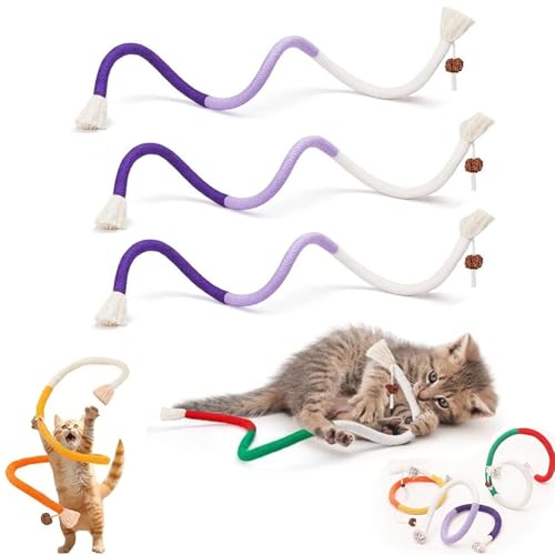ZHKVAG Celery Pets Cat Chew Rope, Catnip-Infused Organic Cotton Chew Rope Toys for Cats, Catnip Toys for Cats Rope Chew Toy, Self-Entertainment Artifact, Safe Teeth Cleaning (3Pcs-B) von ZHKVAG