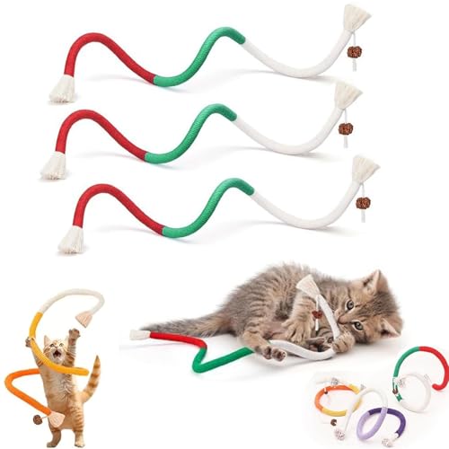 ZHKVAG Celery Pets Cat Chew Rope, Catnip-Infused Organic Cotton Chew Rope Toys for Cats, Catnip Toys for Cats Rope Chew Toy, Self-Entertainment Artifact, Safe Teeth Cleaning (3Pcs-C) von ZHKVAG