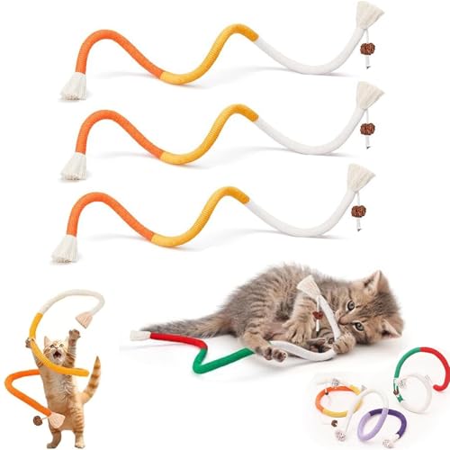 ZHKVAG Celery Pets Cat Chew Rope, Catnip-Infused Organic Cotton Chew Rope Toys for Cats, Catnip Toys for Cats Rope Chew Toy, Self-Entertainment Artifact, Safe Teeth Cleaning (3Pcs-D) von ZHKVAG