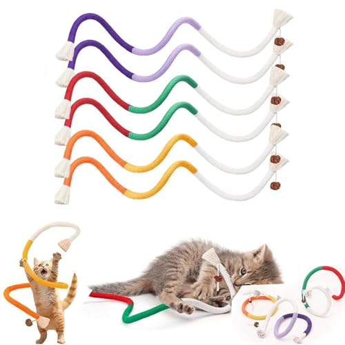 ZHKVAG Celery Pets Cat Chew Rope, Catnip-Infused Organic Cotton Chew Rope Toys for Cats, Catnip Toys for Cats Rope Chew Toy, Self-Entertainment Artifact, Safe Teeth Cleaning (6Pcs-A) von ZHKVAG