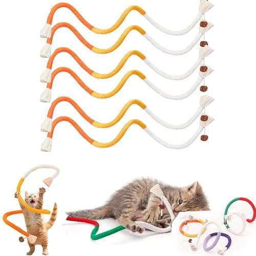 ZHKVAG Celery Pets Cat Chew Rope, Catnip-Infused Organic Cotton Chew Rope Toys for Cats, Catnip Toys for Cats Rope Chew Toy, Self-Entertainment Artifact, Safe Teeth Cleaning (6Pcs-B) von ZHKVAG