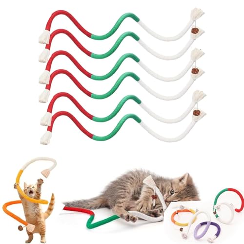 ZHKVAG Celery Pets Cat Chew Rope, Catnip-Infused Organic Cotton Chew Rope Toys for Cats, Catnip Toys for Cats Rope Chew Toy, Self-Entertainment Artifact, Safe Teeth Cleaning (6Pcs-C) von ZHKVAG