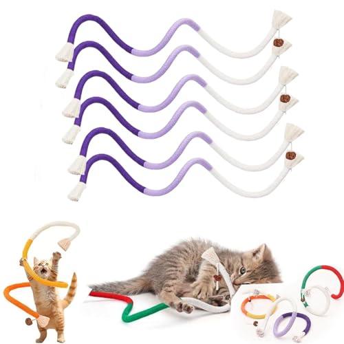 ZHKVAG Celery Pets Cat Chew Rope, Catnip-Infused Organic Cotton Chew Rope Toys for Cats, Catnip Toys for Cats Rope Chew Toy, Self-Entertainment Artifact, Safe Teeth Cleaning (6Pcs-D) von ZHKVAG