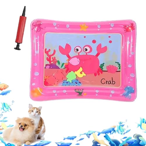 ZHKVAG Ocean Breeze Splashland for Cats/Dogs, Ocean Breeze Splashland Cat Toy, Cat Water Mat with Floating Fish, Non-Slip Interactive Water Sensory Playmat Cool Comfort Inflatable Mat (Square F) von ZHKVAG