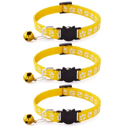 Reflektierende Katzenhalsbänder mit Glöckchen und Schnellentriegelungs-Katzenhalsband, Gelb, 3 Stück Reflektierende Katzenhalsbänder mit Glöckchen und Schnellentriegelungs-Katzenhalsband, Gelb, 3 Stück von ZHONGGEMEI