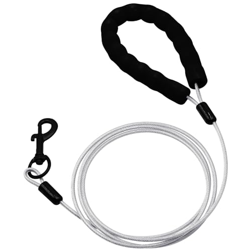 Kaufeste Hundeleine mit Haken, 1,2 m, wasserdichtes Metallkabel, Nicht kaubar, strapazierfähig, für große, mittelgroße und kleine Hunde, transparent Kaufeste Hundeleine mit Haken, 1,2 m, wasserdichtes Metallkabel, Nicht kaubar, strapazierfähig, für große, mittelgroße und kleine Hunde, transparent von ZHONYEE