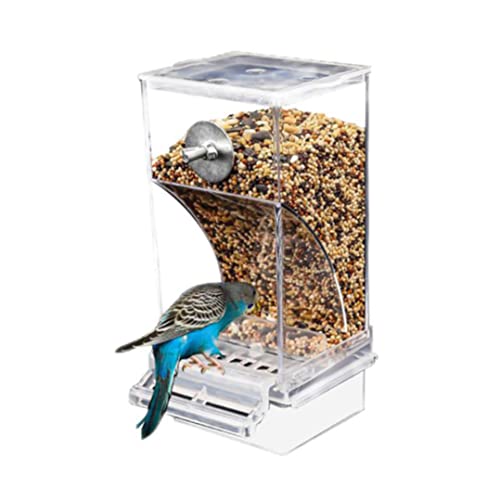 Vogelfutterleiter Vogelfutterleiter transparenter automatischer Lebensmittelbehälter Käfig und spritzsicherer Vogelkäfigzubehör für Sittich Canary Cockatiel Finch von ZHOUBINGBING