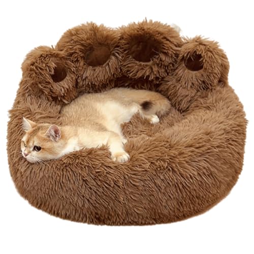 ZHOUBINGBING Beruhigende Hundebett süße Pfotenform Hundesofa Bett gemütlich warmes Katzenbett für kleine Hunde und Katzen weniger als 10 kg dunkle Kaffeebetten von ZHOUBINGBING