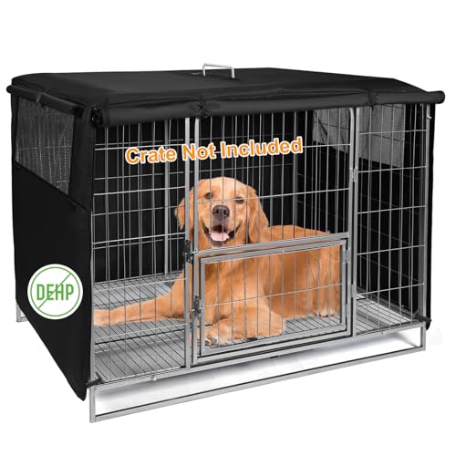 Hundekäfigabdeckung Doppeltür, Hundekaefig Abdeckung, 600D Oxford 10P-Free Material, Hundebox Abdeckung, langlebig Winddicht Wasserdichter (107 cm * 72 cm * 76 cm) von ZHOUMADE