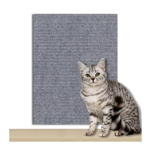 Kratzbrett Katzenkratzbrett Sofaschutz Katzenkratzbrett Brettschutz Zuschneidbarer Selbstklebender Teppich DIY Katzenkratzmatte(Light Grey,40x200CM) von ZHOUXYFDC