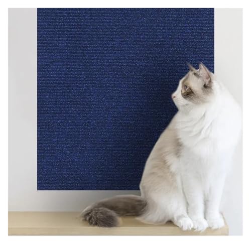Kratzbrett Katzenkratzmatte, trimmbarer Katzenteppich mit Selbstklebender Eckwand, DIY-Kratzmöbelschutz for Katzen(1-Dark Blue,30x200CM) von ZHOUXYFDC
