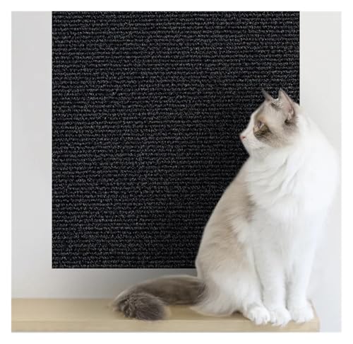 Kratzbrett Katzenkratzmatte, trimmbarer Katzenteppich mit Selbstklebender Eckwand, DIY-Kratzmöbelschutz for Katzen(2-Black,30x200CM) von ZHOUXYFDC