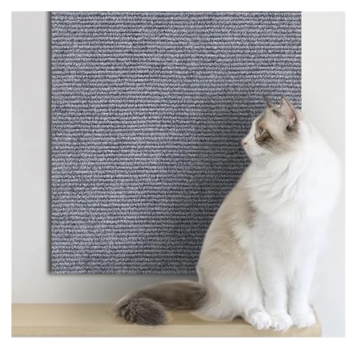 Kratzbrett Katzenkratzmatte, trimmbarer Katzenteppich mit Selbstklebender Eckwand, DIY-Kratzmöbelschutz for Katzen(5-Light Gray,50x200CM) von ZHOUXYFDC