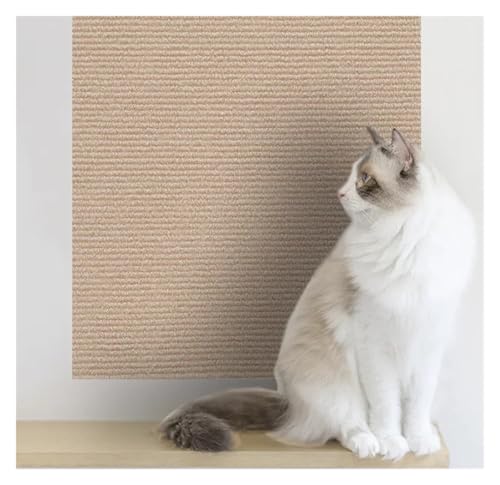 Kratzbrett Katzenkratzmatte, trimmbarer Katzenteppich mit Selbstklebender Eckwand, DIY-Kratzmöbelschutz for Katzen(7-Khaki,40x200CM) von ZHOUXYFDC