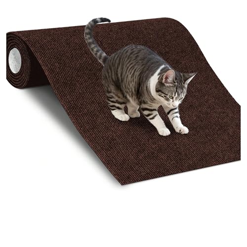 Kratzbrett Mehrzweck-zuschneidbare Selbstklebende Katzenteppichmatte DIY Kratzbaum Möbel Bodenmatte Sofa Schutzpolster(Brown,30X100cm) von ZHOUXYFDC