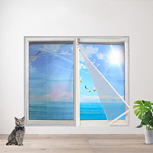 ZHOUZHOU Fensterschutz für Katzen im Innenbereich, mit Reißverschluss, für Katzen, Fensterschutznetz, Anti-Mücke, selbstklebend von ZHOUZHOU