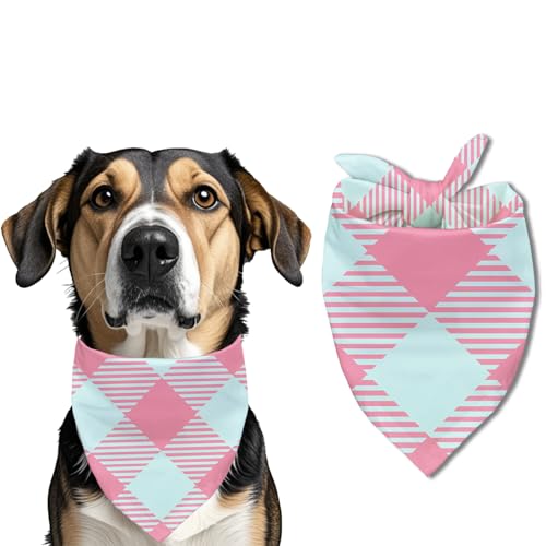ZHTHE Hundehalstuch, Haustier-Zubehör, bedrucktes Lätzchen, quadratisch, verstellbar, für Mädchen oder Jungen, Blau und Rosa von ZHTHE