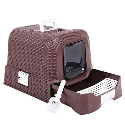 Qazxsw Kreative Katzenstreu im Rattan-Stil Persönlichkeit Vollständig geschlossene Katzentoilette Outdoor Home Großes Katzentöpfchen von ZHTY