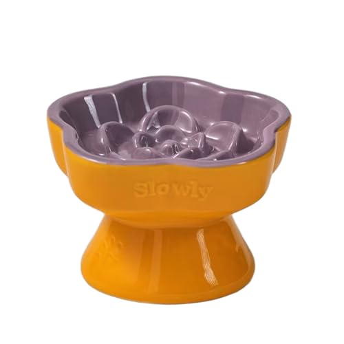 ZHUIYIWIN Antischlingnapf Hunde, Anti Schling Napf Hundenapf Futternapf für Katzen, Keramischer Hundenapf für Katzen und Kleine Hunde (Sunny Wisteria) von ZHUIYIWIN