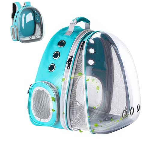 ZHUIYIWIN Erweiterbar Katzenrucksack Hunderucksack, Vorderrucksack für Katzen und Kleine Hunde, mit transparentem Fenster und Reißverschluss, für Reisen, Wandern (Hellblau, Rückseite Erweitern) von ZHUIYIWIN