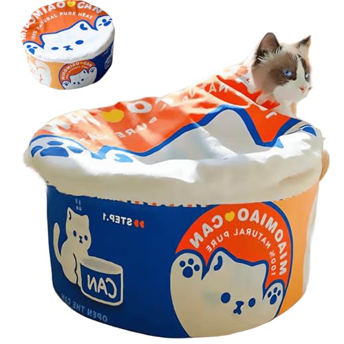 ZHUIYIWIN Katzenhöhle, Katzenbetten, Katzenhaus, Kuschelhöhle für Katzen, Bequemer Katzenschlafplatz für Katzen Kätzchen Welpen, Plüsch Katzenhaus Indoor für Katzen Kätzchen (Blau Orange, L) von ZHUIYIWIN