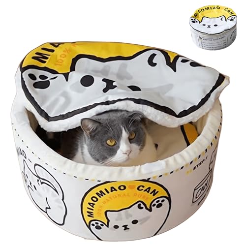 ZHUIYIWIN Katzenhöhle, Katzenbetten, Katzenhaus, Kuschelhöhle für Katzen, Bequemer Katzenschlafplatz für Katzen Kätzchen Welpen, Plüsch Katzenhaus Indoor für Katzen Kätzchen (Gelb, M) von ZHUIYIWIN