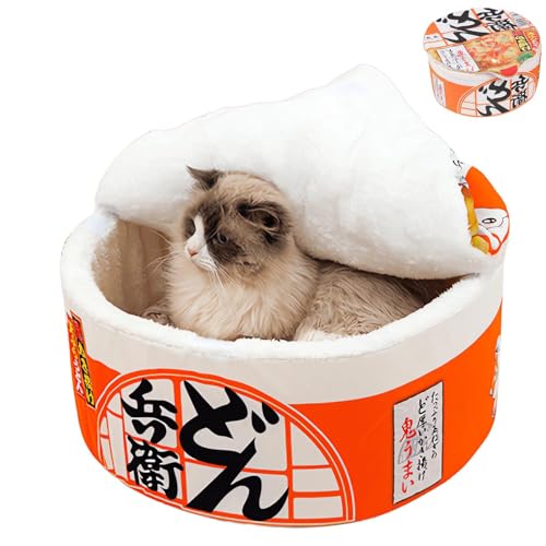 ZHUIYIWIN Katzenhöhle, Katzenbetten, Katzenhaus, Kuschelhöhle für Katzen, Bequemer Katzenschlafplatz für Katzen Kätzchen Welpen, Plüsch Katzenhaus Indoor für Katzen Kätzchen (Orange, L) von ZHUIYIWIN