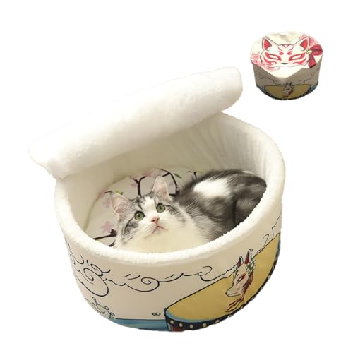 ZHUIYIWIN Katzenhöhle,Katzenbetten,Katzenhaus,Kuschelhöhle für Katzen, Bequemer Katzenschlafplatz für Katzen Kätzchen Welpen, Plüsch Katzenhaus Indoor für Katzen Kätzchen (Masken, M) von ZHUIYIWIN