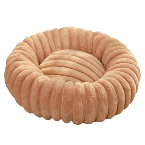 Hundebett Donut, Katzenbett, rundes Bett in Donutform, Sofa, Kissen, waschbar, für Hunde, orthopädisch, rutschfeste Unterseite, weicher Plüschstoff (40 cm, Khaki) von ZHULONGRUSHUI